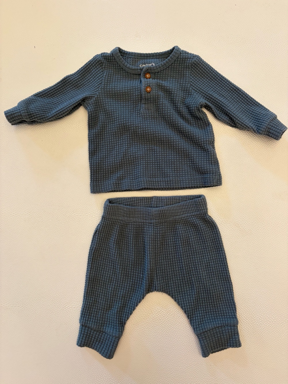 Carter's Green/Grey Waffle-Knit Baby Two-Piece Set, 3mo